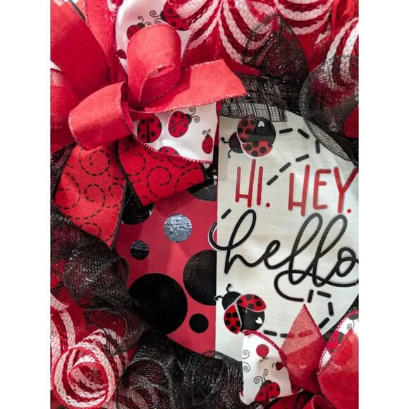 Lady Bug Front Door Wreath, Summer Wreath, Summer Decor, Home Decor, Gift - Picture 2 of 5